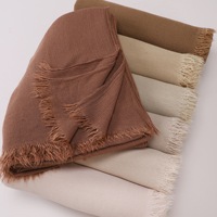 95 couleurs, 100% rayonne, écharpe unie, hijab musulman, franges aux deux extrémités, plissé, fin, respirant, doux, châle, hijab naturel froissé