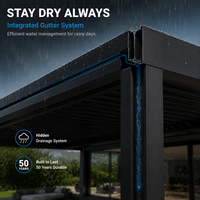 Pergola en aluminium à toit à lamelles motorisé moderne 100% imperméable avec tissu en PVC pour balcon et jardin, utilisation en extérieur