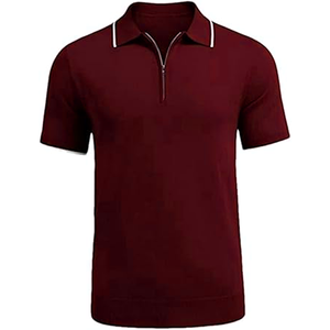 Polo en tricot à manches courtes pour homme, couleur unie, avec fermeture éclair, style décontracté, évacuation de l'humidité, fabrication OEM, taille plus - Product Image 1