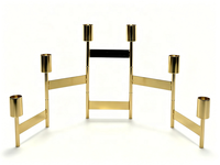 Candélabre pliable en métal à 6 bras, porte-bougie conique doré, petit volume d'emballage, décoration de centre de table pour mariage, fête à domicile