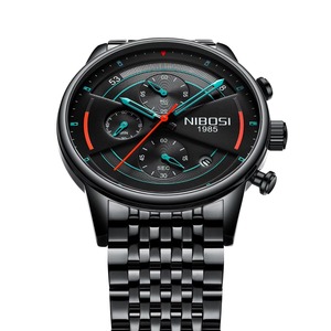 Drioshipping Montres-bracelets de sport à quartz de luxe pour hommes, décontractées, en acier inoxydable, étanches, avec affichage du calendrier, cadran en verre simple - Product Image 4