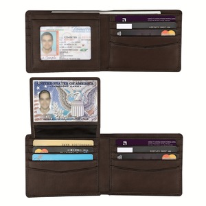 <b>Men's</b> Leather <b>Wallet</b> Multi-Card Slot RFID Blocking Coffee Brown Business Minimalist Style - Product Image 1