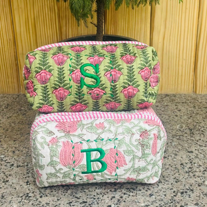 Pochette de maquillage florale en coton faite à la main très demandée, cadeaux pour demoiselles d'honneur, sac cosmétique pour femme grande capacité - Product Image 1