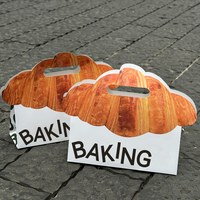 Sac d'Emballage en Papier Personnalisé avec Poignée, en Carton Blanc, pour Pain, Croissant et Dessert, pour Alimentaire et à Emporter