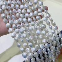 La perle d'eau douce naturelle de haute qualité se dresse en forme de pièce ronde brin perles en vrac pour la fabrication de colliers pour femmes bricolage