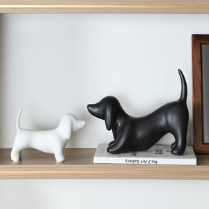Petite statue de <span class=keywords><strong>chien</strong></span> en céramique galvanisée moderne Art déco Sculpture animale élégante pour ornements décoratifs de salon salle à manger - Product Image 1