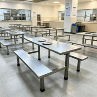 Ensemble de table à manger moderne en acier inoxydable écologique, mobilier de restaurant commercial pour hôtel, école, atelier
