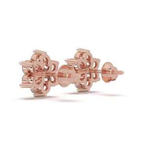 Pendientes de Botón con Diseño de Racimo de Flores con Diamantes Cultivados en Laboratorio VVS, Chapados en Rodio, Aspecto de Oro de 10K/14K/18K, Diseño Moderno para Fiestas y Bodas - Product Image 2