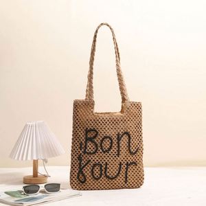 <b>Women</b> Fashion Letter Embroidered Shoulder <b>Bag</b> New Hollow Straw Woven <b>Beach</b> <b>Bag</b> - Product Image 2