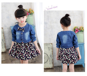 Conjunto de Dos Piezas para Niñas, Estilo Vaquero Japonés, con Chal Floral y Vestido sin Mangas, para Primavera y Verano, Venta al Por Mayor - Product Image 4