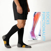 Chaussettes de compression sportives montantes personnalisées, respirantes, amorties, en jacquard premium, pour la course et la randonnée