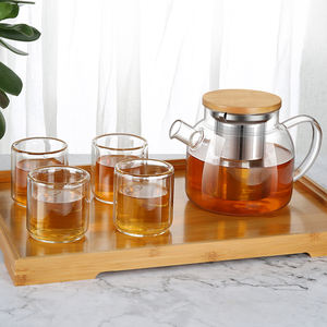 Set di acqua per uso alimentare Design di miscelazione Set di brocca in vetro con coperchio <span class=keywords><strong>bicchieri</strong></span> per succhi Set di <span class=keywords><strong>bicchieri</strong></span> teiera in vetro - Product Image 1