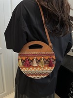 Nouveau Sac Rond Tressé à Franges Style Mode 2026 - Sac à Bandoulière Multicolore Style Ethnique Sac à Dos en Peluche
