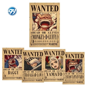 GY 42*29cm Nouveaux produits technologiques Affiche holographique Figurine d'action en une seule pièce <span class=keywords><strong>Luffy</strong></span> prix de récompense recherché Affiche d'anime - Product Image 1