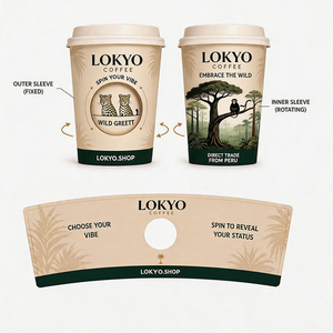 แก้วกระดาษหมุนได้สองชั้นแบบกลวง รีไซเคิลได้ พิมพ์โลโก้ได้ตามต้องการ LOKYO ขนาด 8oz 10oz 12oz พร้อมฝาปิด - Product Image 5