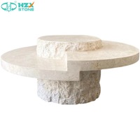 Table basse HZX en travertin, fibre de verre et marbre, étanche, pour salle de bain moderne, cuisine, villa, mobilier blanc, beige, café