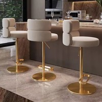 Tabouret de bar de luxe en acier inoxydable, pivotant, hauteur réglable, chaise de comptoir design pour îlot de cuisine, réception, bureau à domicile