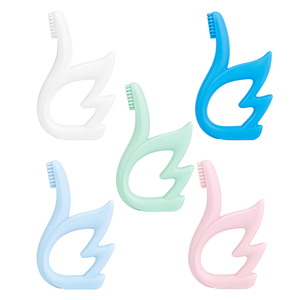 Juego de cepillo de dientes seguro y suave, libre de Bpa, en forma de cisne, de goma, silicona, para bebé, venta al por mayor - Product Image 3