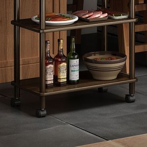 Carrito de Cocina de Madera Maciza con Cajón y Estantes, Mueble de Almacenamiento Móvil para Uso en el Hogar o Restaurante - Product Image 3