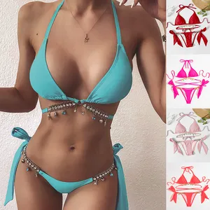 2022 New OEM Maillot De Bain Wholesale Custom LOGO Fashion Adult Sexy Girls Bikini Bathing Suits Diamond Sexy Swimsuits Swimwear