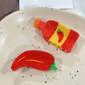 DOWELL Nuova Molletta Creativa a Forma di Cibo, Clip per Capelli a Forma di Salsa Chili, Molletta a Forma di Hot Dog e Chili per Acconciature - Product Image 3