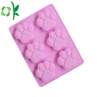 Moule en silicone OKSILICONE à 6 cavités en forme de patte pour la décoration de gâteaux, moule antiadhésif pour chocolat et bonbons, outils à glace réutilisables
