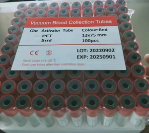Tubo de Coleta de Sangue de 5ML com Tampa Vermelha em Material PET 13*100mm Personalizável OEM Tubo de Sangue a Vácuo com Garantia de 1 Ano - Product Image 5