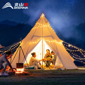 Bisinnna Pyramid <b>Tent</b> 5x5m Double Layer Waterproof Cotton Outdoor Camping <b>Tent</b> Four Seasons <b>Large</b> Space Forest Mountain Use - Product Image 2