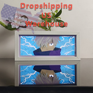 Jujutsu Kaisen Yuji Itadori LED Shadow Box - Magazzino USA - Disponibile - Spedizione Immediata USA - Decorazione Anime 3D Fulmine Blu - Product Image 1