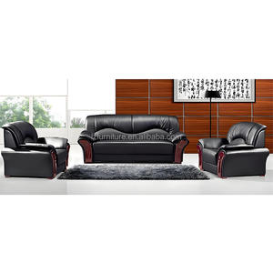 Ensemble de canapés de réception et d'accueil en cuir, design moderne et modulaire, de luxe exécutif, pour bureau, mobilier de bureau de Foshan - Product Image 2
