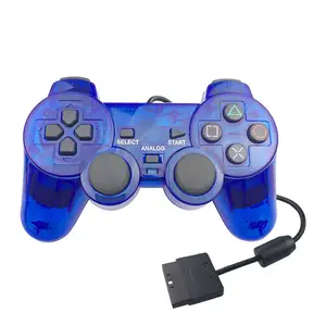 투명 유선 컨트롤러 PS2 듀얼 조이스틱 조이패드 명확한 다채로운 Playstation 2 컨트롤러 조이스틱
