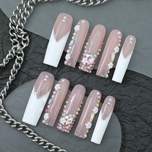 Uñas acrílicas de lujo hechas a mano al por mayor, uñas postizas acrílicas de cobertura completa, etiqueta privada, uñas postizas de alta calidad - Product Image 2