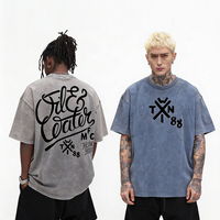 T-shirt imprimé délavé et vieilli, style streetwear oversize, ambiance vintage personnalisable, ODM, ajoutez votre propre impression