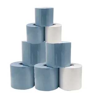 60gsm tisu biru/putih gulungan kertas industri pembersih mobil pekerjaan berat berkelanjutan tisu biru/putih gulungan biru Non Woven