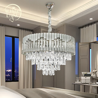 Magnifique lustre en cristal doré pour hôtel, luminaires suspendus de luxe, lampe à suspension en cristal