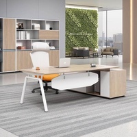 Ensemble de bureau et chaise de direction en PVC de luxe léger avec armoire latérale mobile, design moderne et épuré pour usage commercial