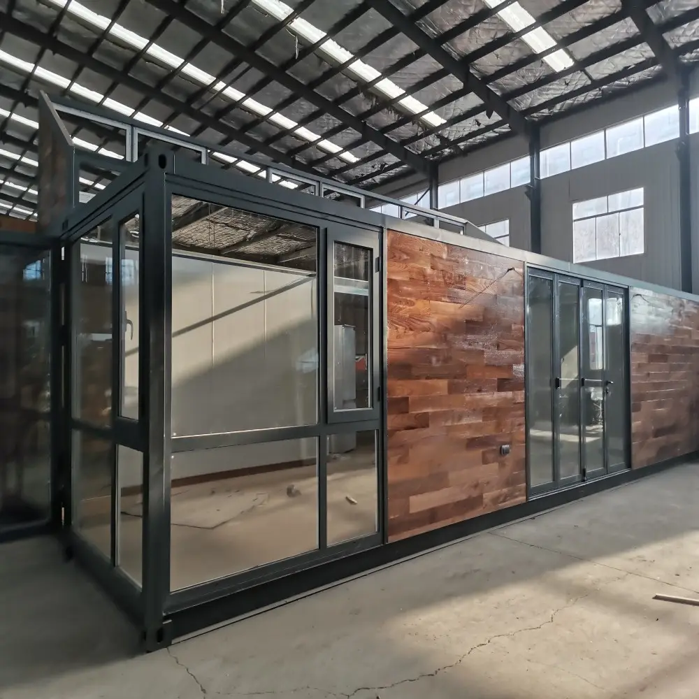 Çevre dostu bina mobilya komple prefabrik kiti modern 2 odalı taşınabilir modüler kargo konteyneri ahşap evler