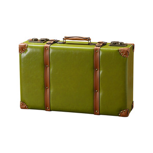 Vintage Leather Storage Box Flip Opening Hand Carry Decorative Trunk Green Brown Retro Style 1118 Model - Product Image 5