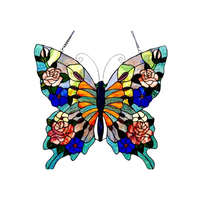 Vitral Colgante para Ventana con Diseño de Mariposa, Abeja y Mariquita, Atrapasueños de Vitral, Arte Metálico Soldado en Vidrio con Diseño