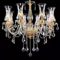 Lustre suspendu d'intérieur contemporain sur mesure en cristal finition or, LED dimmable, hauteur réglable, Ra 90, DUOMEIJU