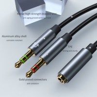 Adaptateur combiné pour casque 3,5 mm, double mâle vers TRRS femelle, câble audio stéréo avec micro pour casque PC vers ordinateur portable ou téléphone