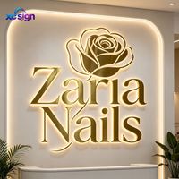 Enseigne publicitaire/de décoration murale en acier inoxydable avec logo personnalisé rétroéclairé 3D, LED IP65, transformateur, prise murale, pour bâtiments résidentiels