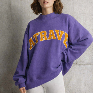 เสื้อสเวตเชิ้ตแขนยาวคอเต่าแบบมีโลโก้ด้านหน้า สวมใส่สบาย ระบายอากาศได้ดี มีกระเป๋า เหมาะสำหรับผู้หญิง สไตล์ลำลอง น้ำหนักเบา - Product Image 1