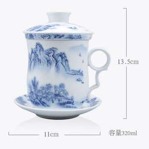Vintage <span class=keywords><strong>Jingdezhen</strong></span> Style Pastell Office <span class=keywords><strong>Cup</strong></span> Chinesische Retro Porzellan Tee becher mit Deckel Filter Keramik Kaffee Untertassen Set - Product Image 6
