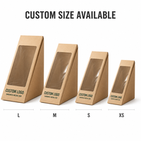 Boîtes à sandwich en papier kraft avec logo personnalisé, vente en gros, jetables, pliables, pour boulangerie et restauration rapide