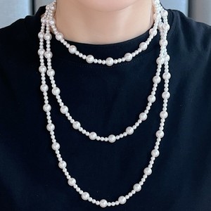 สร้อยคอแต่งงานแบบเรียบง่ายประดับลูกปัดสำหรับผู้หญิง FYXL1191 - สร้อยคอเสื้อสเวตเตอร์ประดับมุกเทียมเกรด AAAAA ชุบทอง ดีไซน์ยาวอเนกประสงค์ - Product Image 2