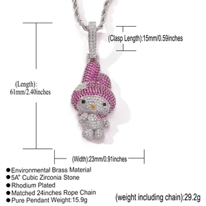 Collar con Colgante <span class=keywords><strong>de</strong></span> Personaje <span class=keywords><strong>de</strong></span> Dibujos Animados Melody, Estilo <span class=keywords><strong>Hip</strong></span> <span class=keywords><strong>Hop</strong></span>, Personalizado, Bonito, con Incrustaciones <span class=keywords><strong>de</strong></span> Circonitas, Dos Tonos, para Mujeres y Niños - Product Image 2