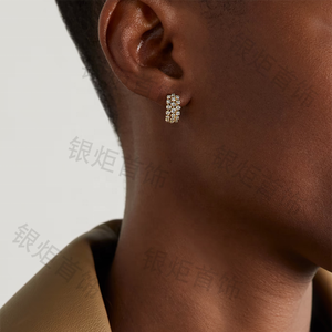 Fashionable High Quality 925 Sterling <b>Silver</b> Huggie <b>Hoop</b> <b>Earrings</b> Bezel Romantic Elegant Jewelry 0.002kg New Arrival - Product Image 4