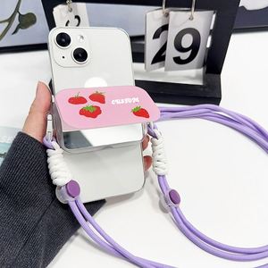 Custom <b>Acrylic</b> Flip Cover Mirror Phone Strap Transparent Square Makeup Mirror <b>Stand</b> Carrying Strap Plastic Crafts Mobile Phone - Product Image 1