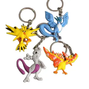 4 phong cách pokemones Keychain articuno cao su Keyring moltres mewtwo zapdos 3D chủ chốt cho trẻ em OEM